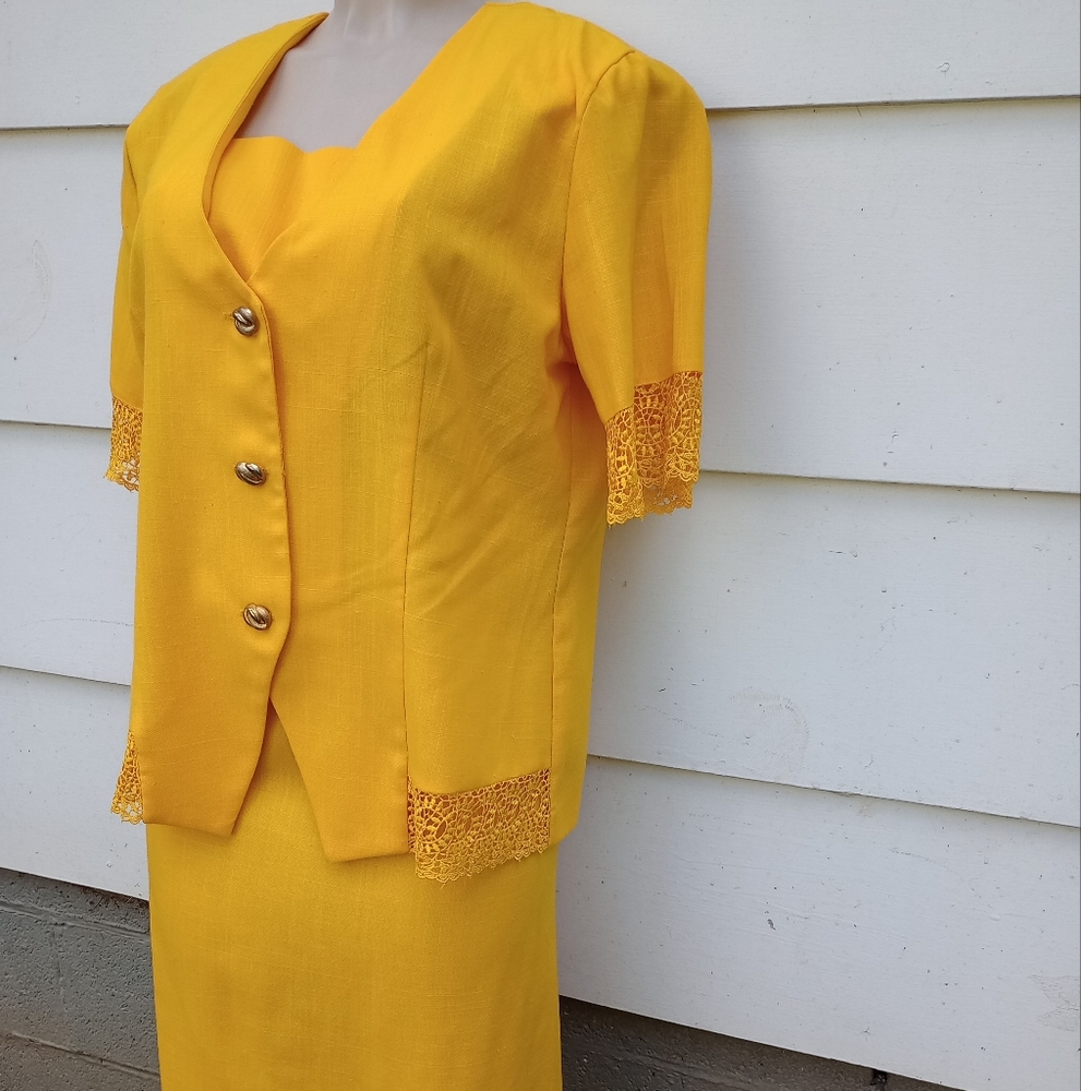 Vintage Golden Yellow Skirt Suit